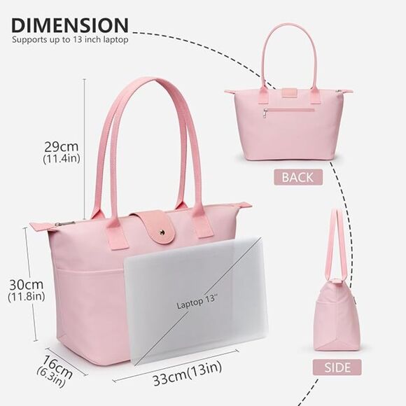 Women Pink Imported Casual Nylon Waterproof Lightweight Hobo Handbag - Picture 4 of 4